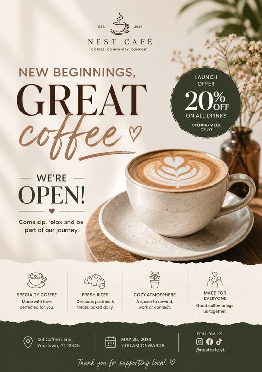 Create Cafe Launch Ad